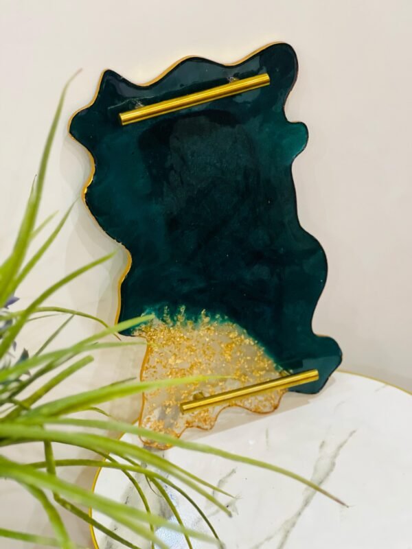 Dark Green & Gold Resin Tray - Image 2
