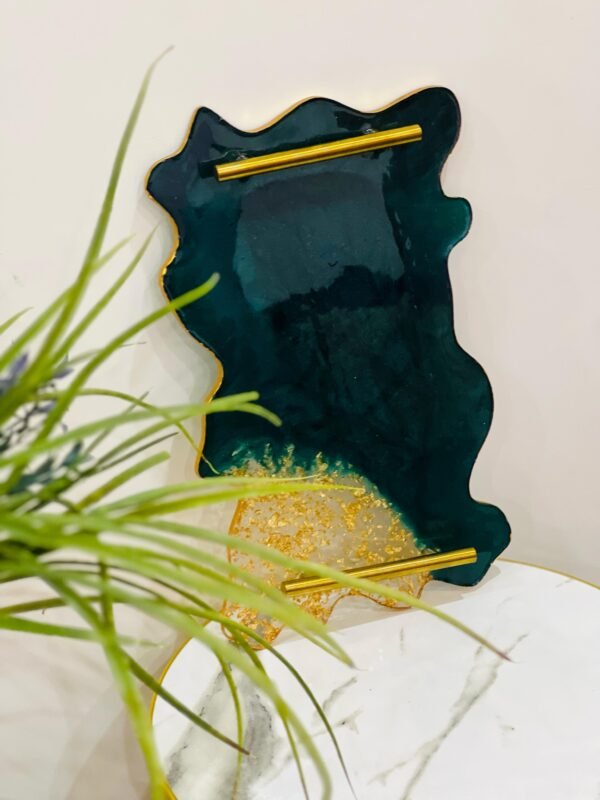 Dark Green & Gold Resin Tray