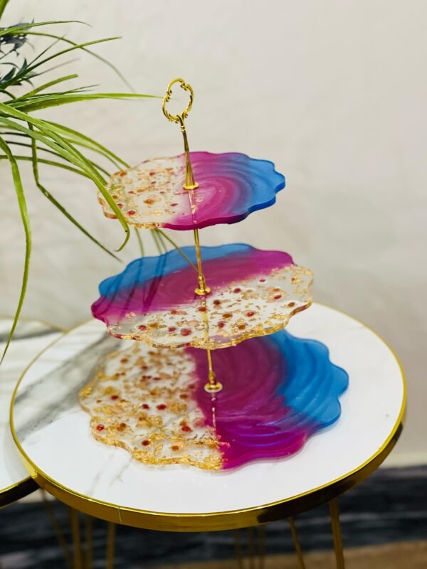 3 Tier Resin Cake Stand | Pink & Blue - Image 2