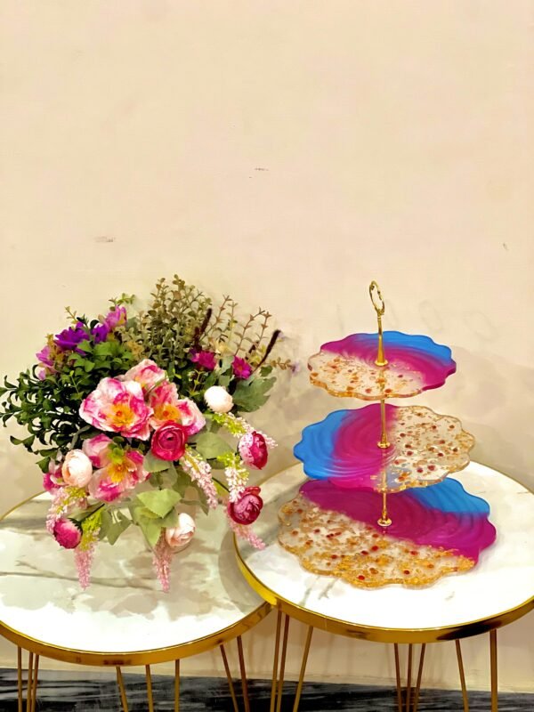 3 Tier Resin Cake Stand | Pink & Blue